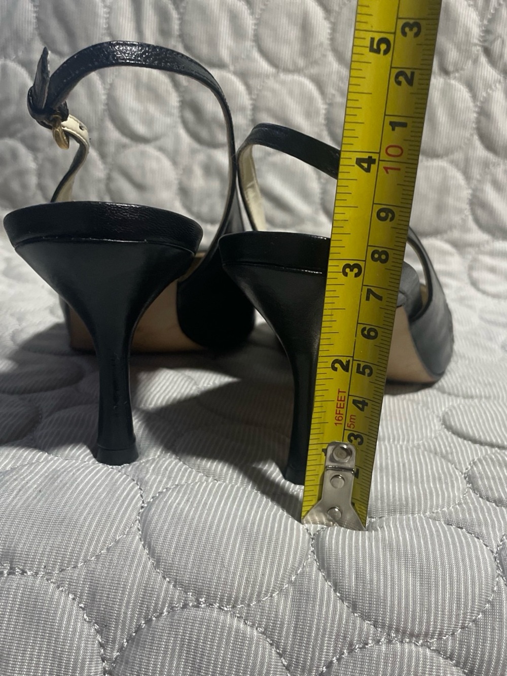ANTONIO MELANI Black Pointed Leather Slingback Pumps with Cutout Floral Detail - Picture 3 of 8